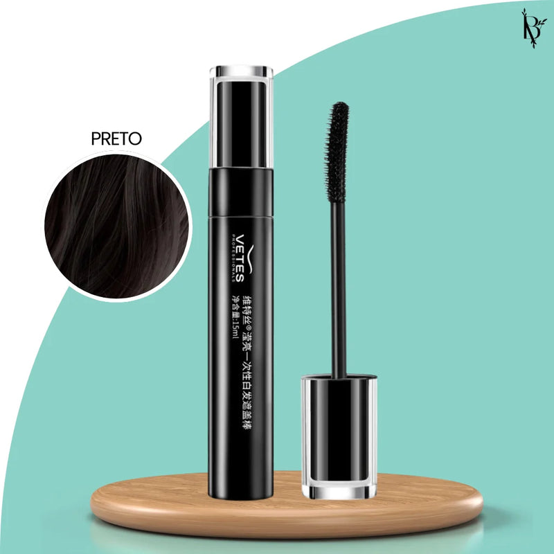 Rímel para Cabelo Branco: Disfarçe Instantâneo dos Fios. Cor Preto - Bela Vital.
