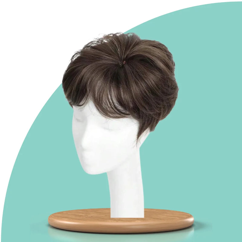 Topo de cabelo curto castanho escuro